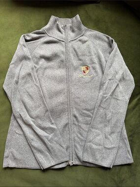 Porsche Design Light Gray Full-Zip Sweater Jacket with Crest - Mediterranee